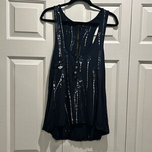 Patterson J. Kincaid Navy & White Sleeveless Top, Size Small